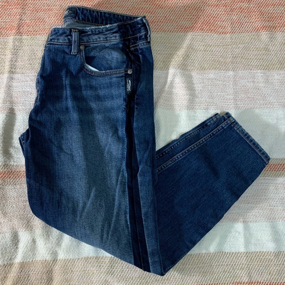 EUC Silver Jeans Vintage Slim Tuxedo Stripe Detail Size 32